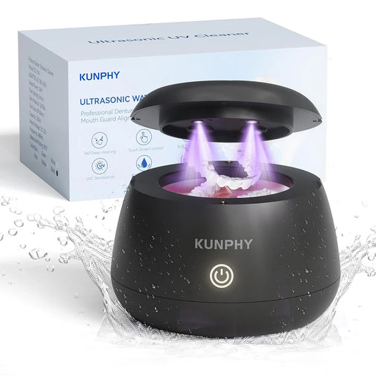 KUNPHY Dental Pod Ultrasone Retainer Reinigingsmachine UV-lichtsterilisatie voor Nachtbeugels,  Mondbeschermer Gebitsreiniger, brillen, sieraden